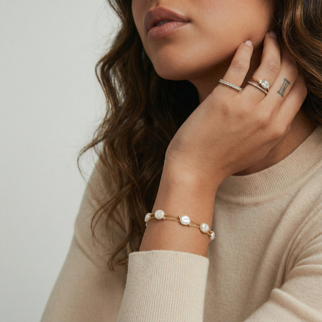 Baroque Pearl Layered Bracelet by LUMÉ