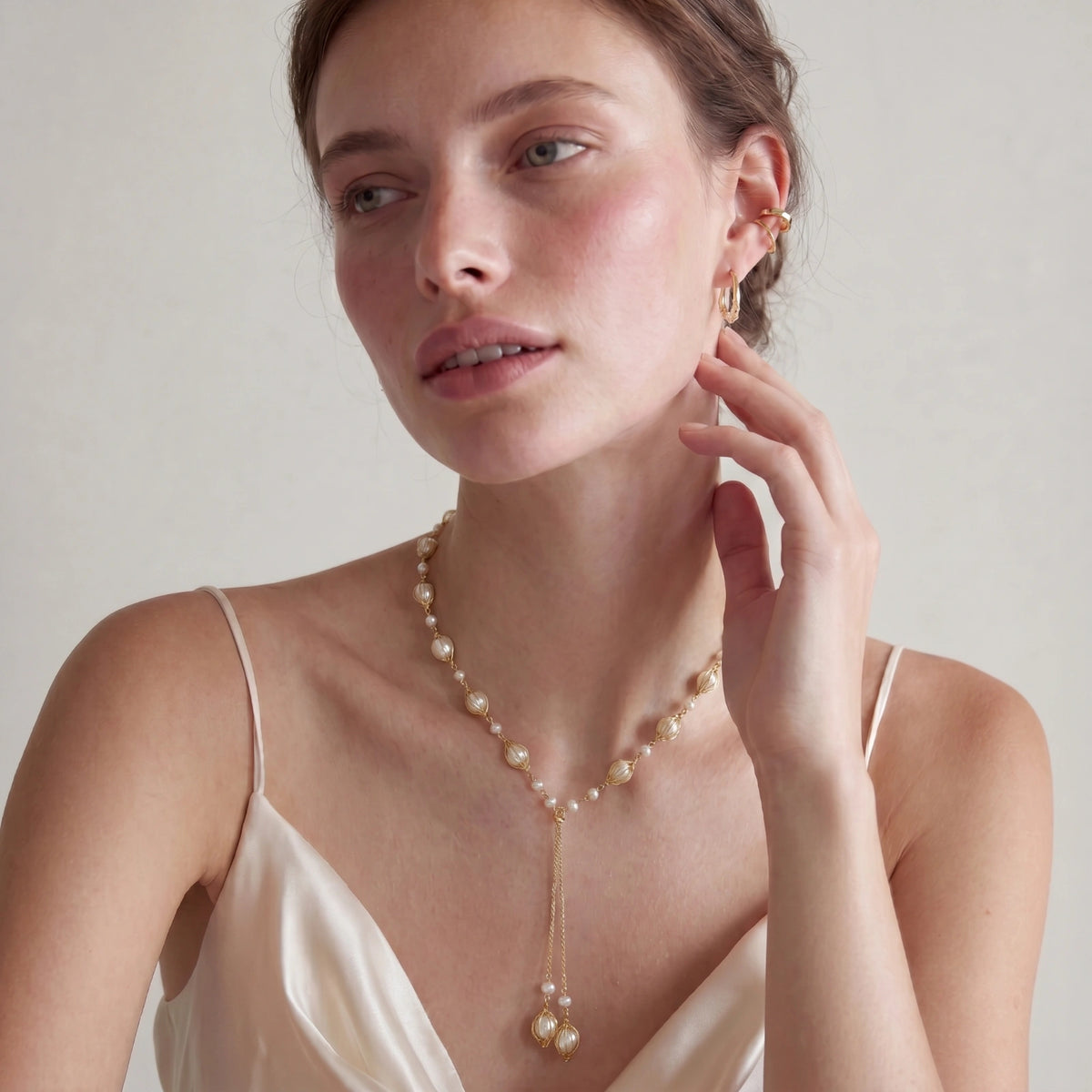 Golden Pearl Lariat by LUMÉ